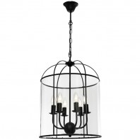 Cougar-Clovelly 6lt Pendant - Black & Chrome